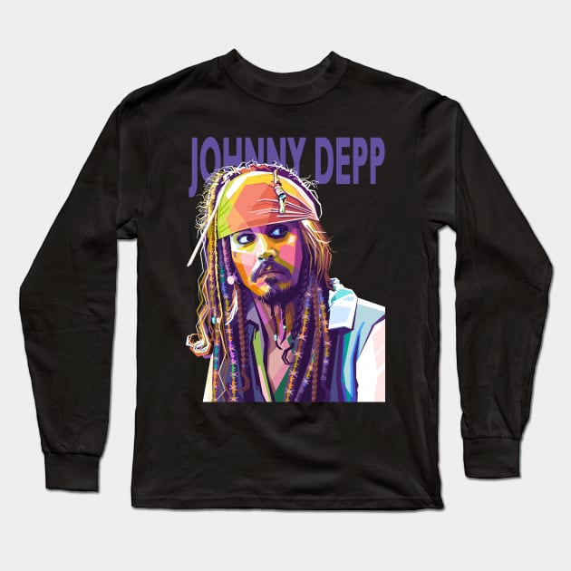 Johnny Depp Long Sleeve T-Shirt by lots of artWork